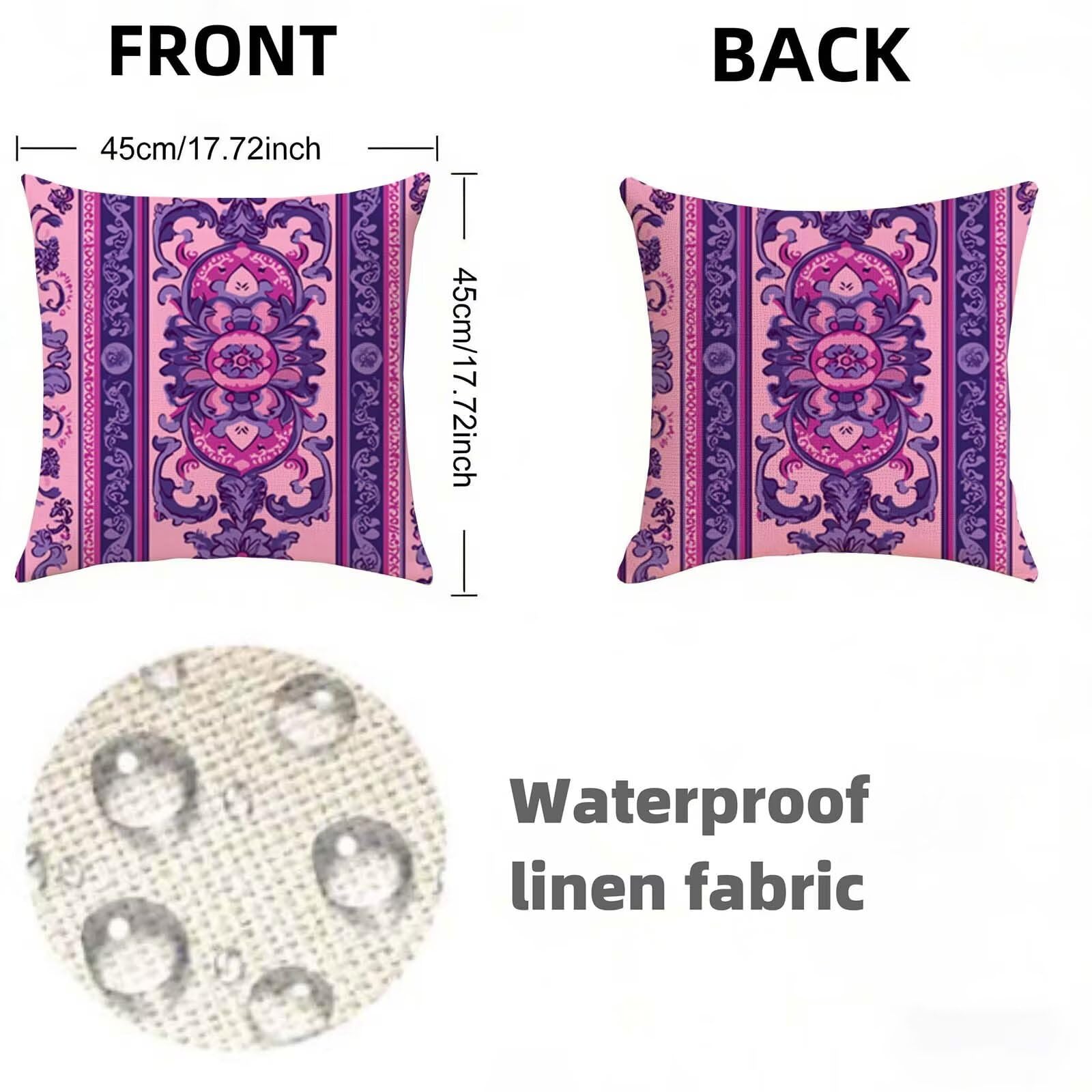 Housse de Coussin 80x80cm Lin,Lot de 2 Housse Coussin Violet,Taie Oreiller Nordique Impermeable,Respirant Confort Coussins Décoratifs Convient à toutes les saisons pour Décor Jardin Salon Canapé X-711