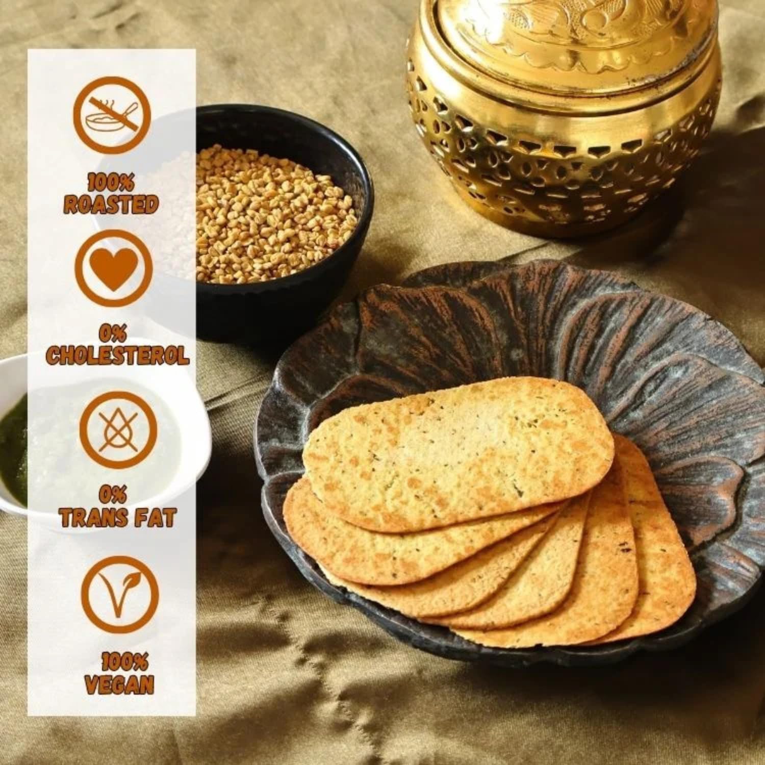 Healthy Master Roasted Whole Wheat Methi Pocket Khakhra – 320g | Baked Not Fried | Travel-Friendly | No Maida | Crunchy Tea-Time Snack - Image 4 thumbnail