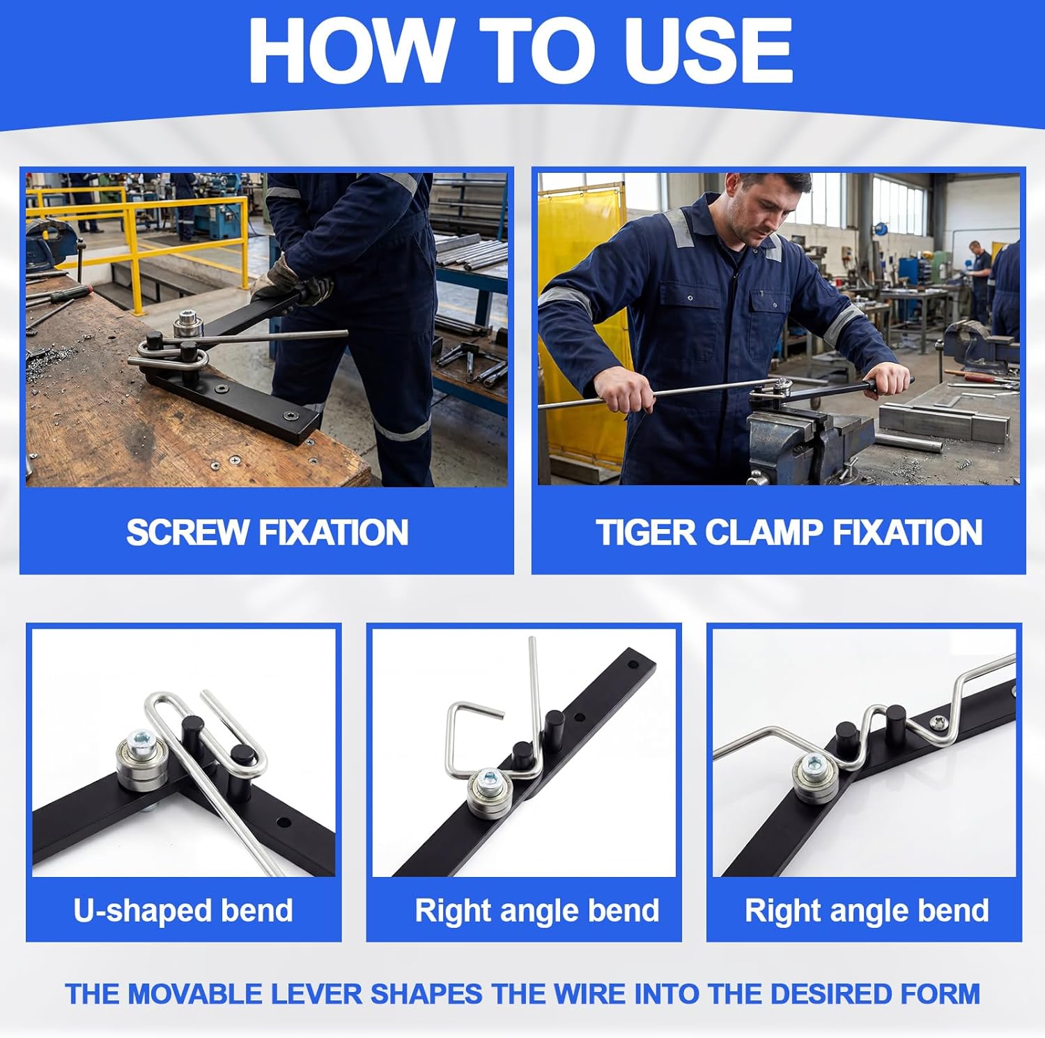 Wire Bender Tool for 1/4" (1–6mm) Metal Wire, Manual Rod Bender for Steel, Aluminum & Copper, Mini Bending Tool for DIY Crafts and Workshop