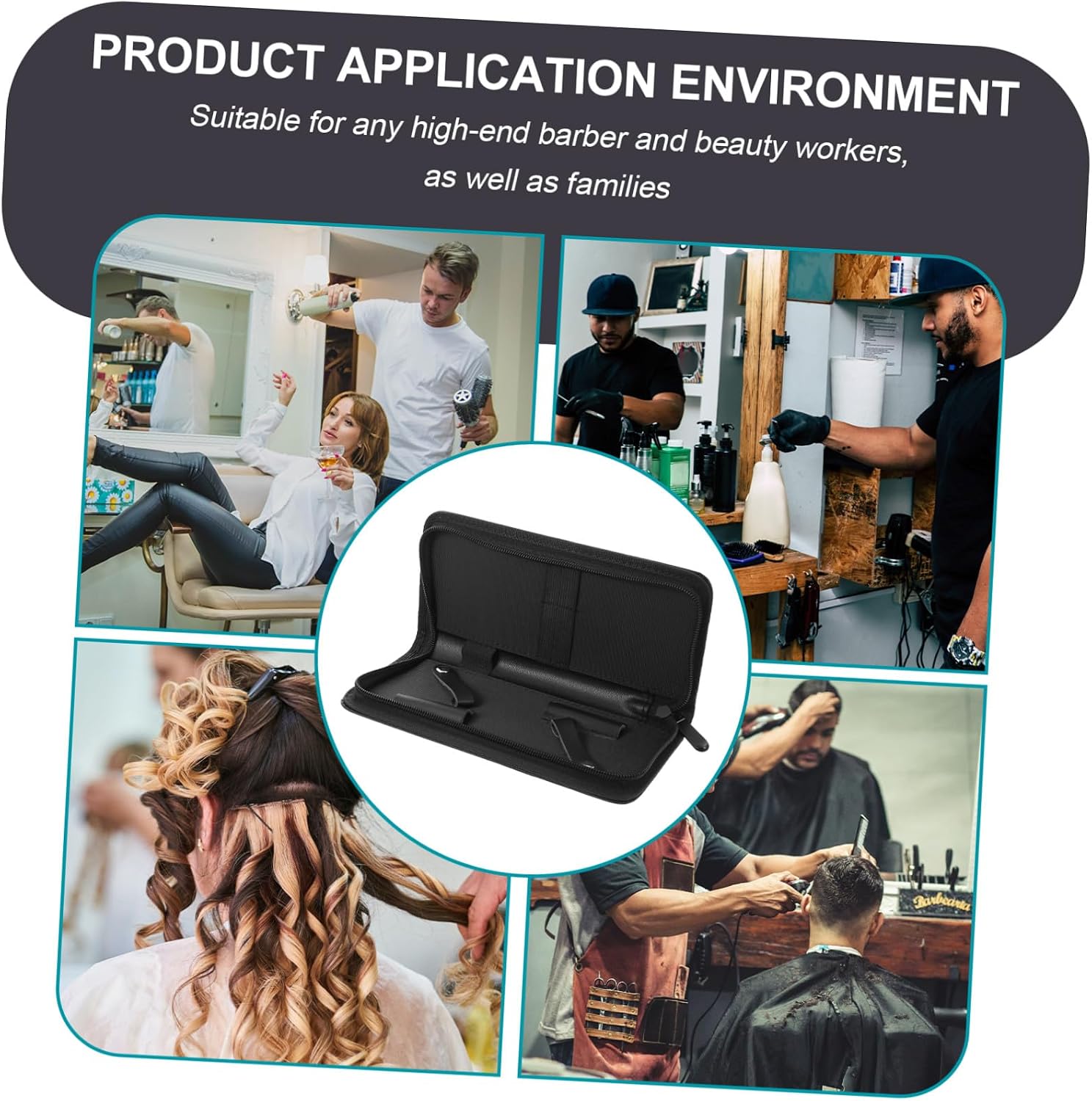Hairdresser Scissor Holder Pouch 2pcs Professional Hairdressing Tool Bag Black Single Zipper Storage for Barber and Stylist Use