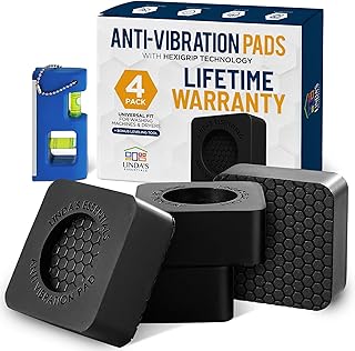 Anti Vibration Pads for Washing Machine and Dryer (Set of 4) - Washer Anti Vibration Pads with HexiGrip™ - Washing Machine Accessories & Leveling Pads - Vibration Dampening Mat