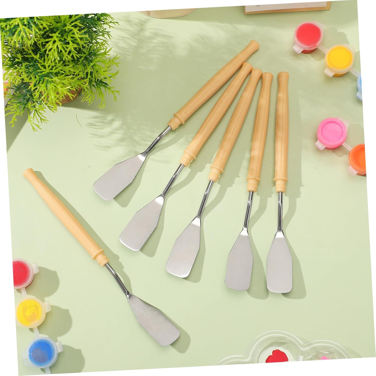 12pcs Plastic Handle Palette Knife Set for Oil Painting and Gouache, Artist Paint Scrapers and Mixing Tools for Canvas Painting and Art Supplies