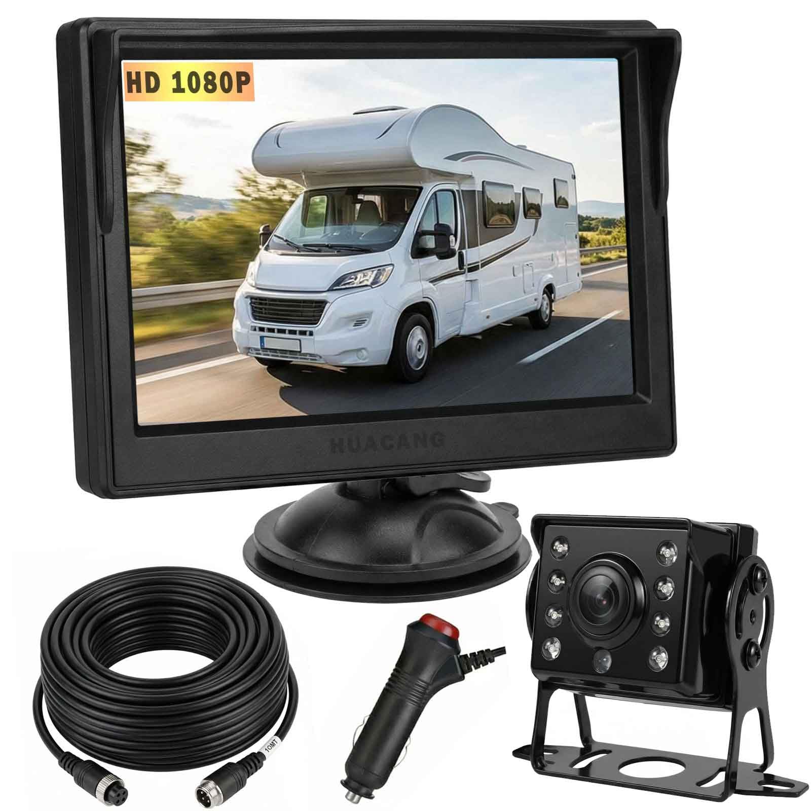 Huacang - Telecamera Di Retromarcia Per Auto, 4 Pin, 12 V-24 V, Schermo Tft Lcd Hd A Colori + 8 Led Ir Visione Notturna Impermeabile-image
