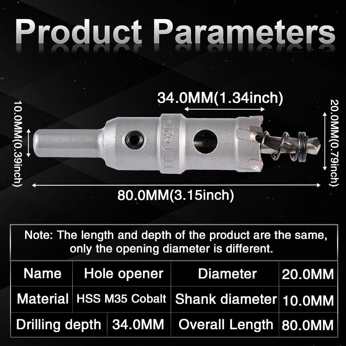 KATUR TCT Carbide Hole Saw Drill Bit 20mm, Tungsten Carbide Tipped Hole Cutter - Image 3