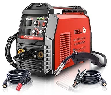 IBELL Digital MIG-220-81 MIG/MAG/MMA Welder,220Amp,220V, Gas Gasless MIG/MAG/MMA 3 in 1 Multiprocess Welder- 1 Year Warranty