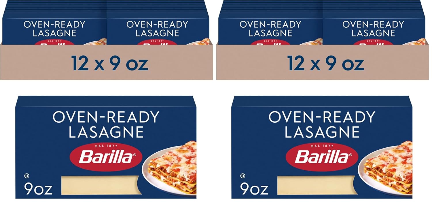 Barilla Oven-Ready Lasagne, 9 oz. Box (Pack of 24) - Pasta Made with Durum Wheat Semolina - Kosher Certified