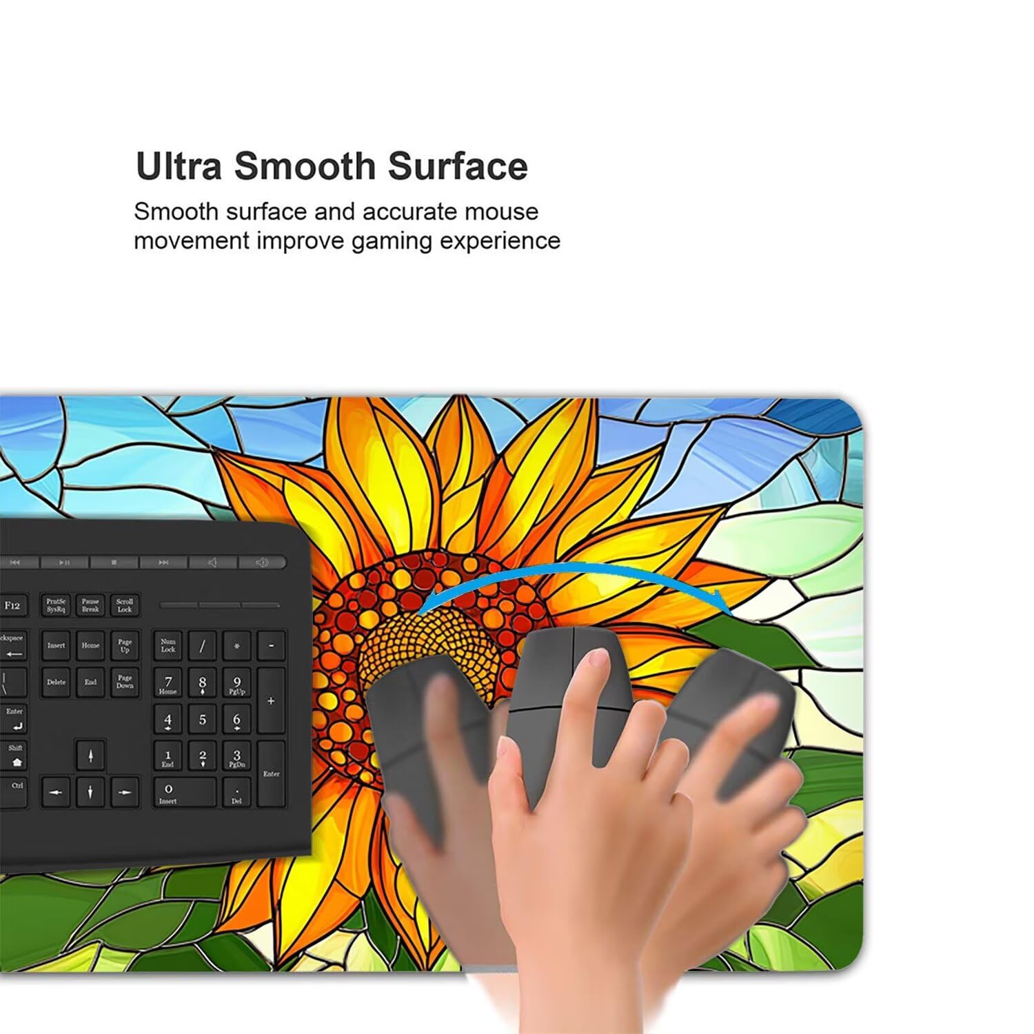 Podkładka pod mysz do gier XXL Mousepad 1000 x 500 mm, duża podkładka pod biurko z antypoślizgową gumową podstawą do gier, komputera, poprawia precyzję i szybkość (słonecznik) X-893