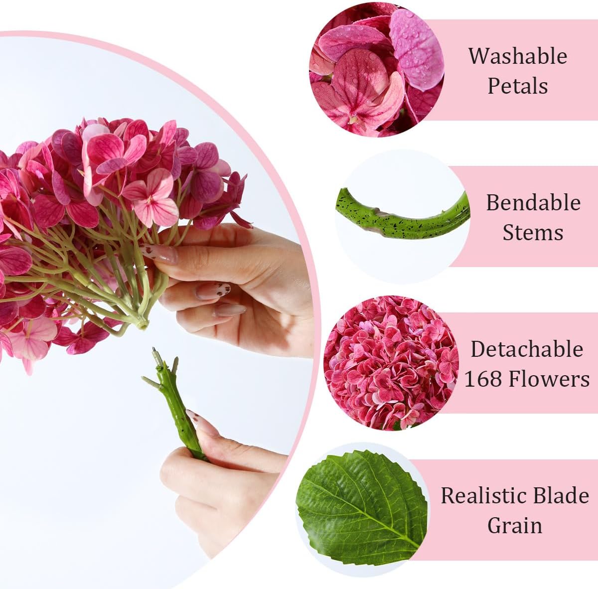 4Pcs Large Hydrangea Artificial Flowers 21 inches Latex Faux Hydrangeas Fake Flower Bouquets for Home Decor Party Floral Arrangements Wedding Centerpieces - Image 3