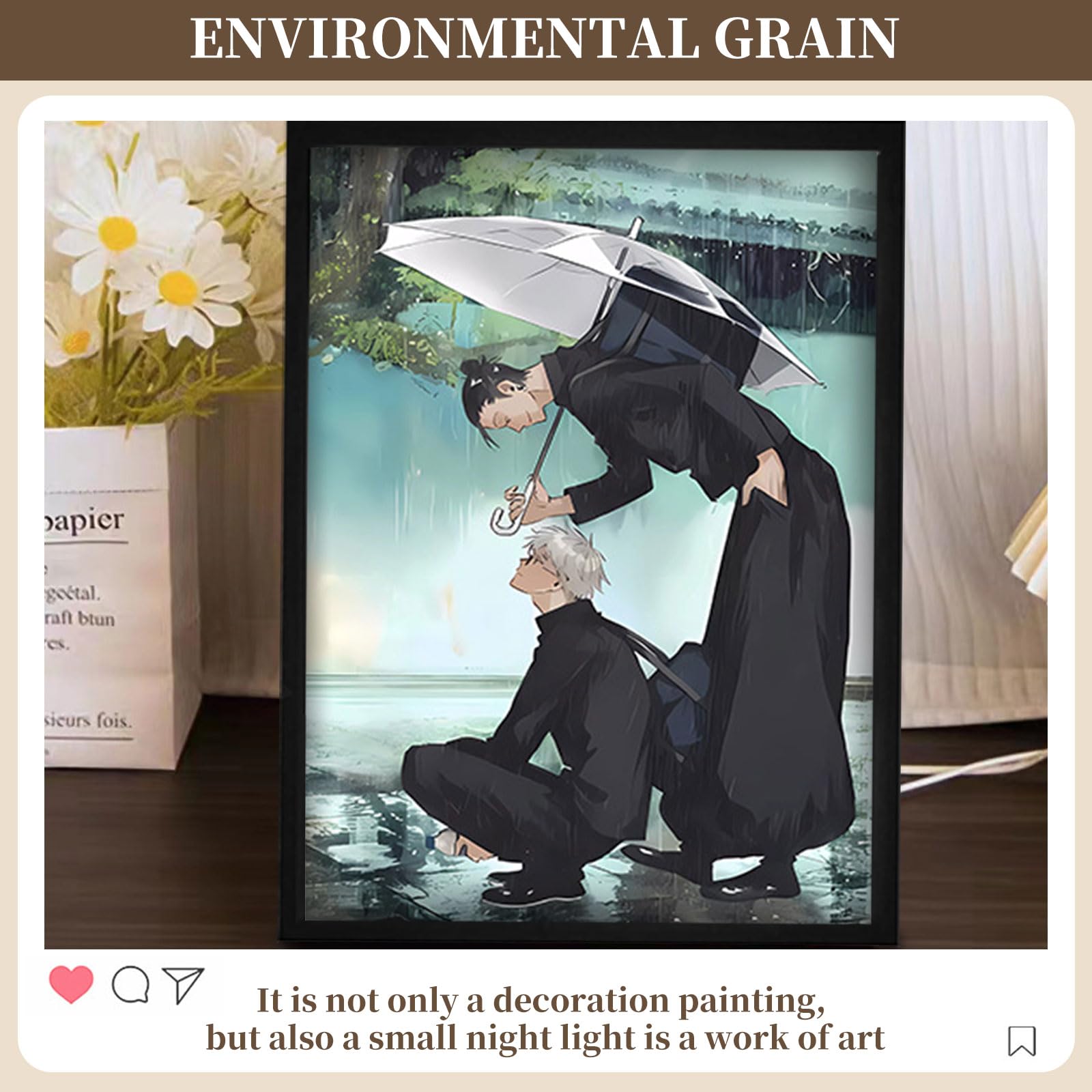 MeYuxg Satoru Gojo Anime, cornice illuminata, cornice a LED anime, lampada giapponese per soggiorno, camera da letto, caffè e cameretta dei bambini (1.2)