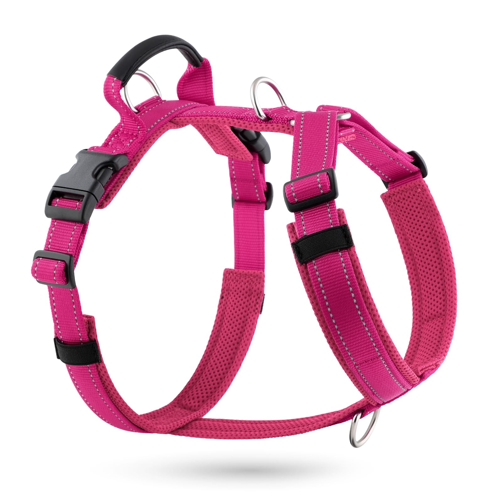 No Pull Dog Harness with Handle, Soft Mesh Padded Adjustable for Small Medium Large Dogs | Reflective Easy Walk Harness with Front Clip for Training, Running & Outdoor (Hot Pink, S)