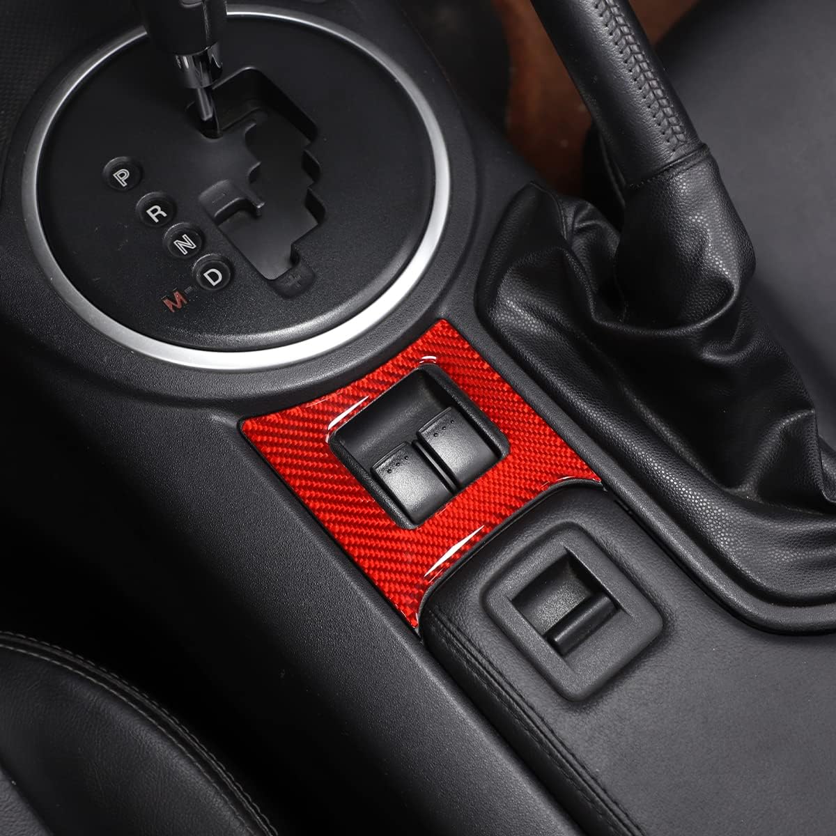 1pcs Soft Carbon Fiber Interior Door Armrest Window Switch Panel Cover Accessories Trim for Mazda MX-5 NC RF Miata 2009 2010 2011 2012 2013 2014 Left Hand Driver (Red Carbon Fiber)