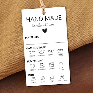 240pcs Handmade Care Instruction Tags 3.5x2in Material Washing Hang Card Hand Made Fabric Care