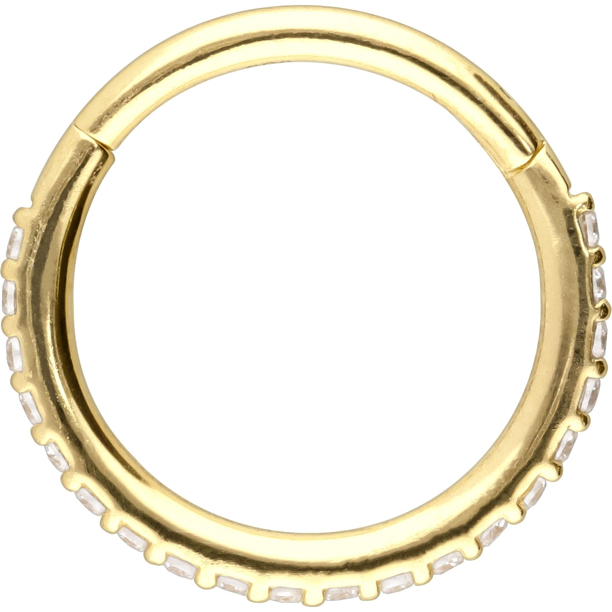 PIERCINGLINE Piercing Ring 14K Gold Segmentring Clicker EINGEFASSTE MOISSANITE 585er Gold - Roségoldfarben, Goldfarben, Silberfarben