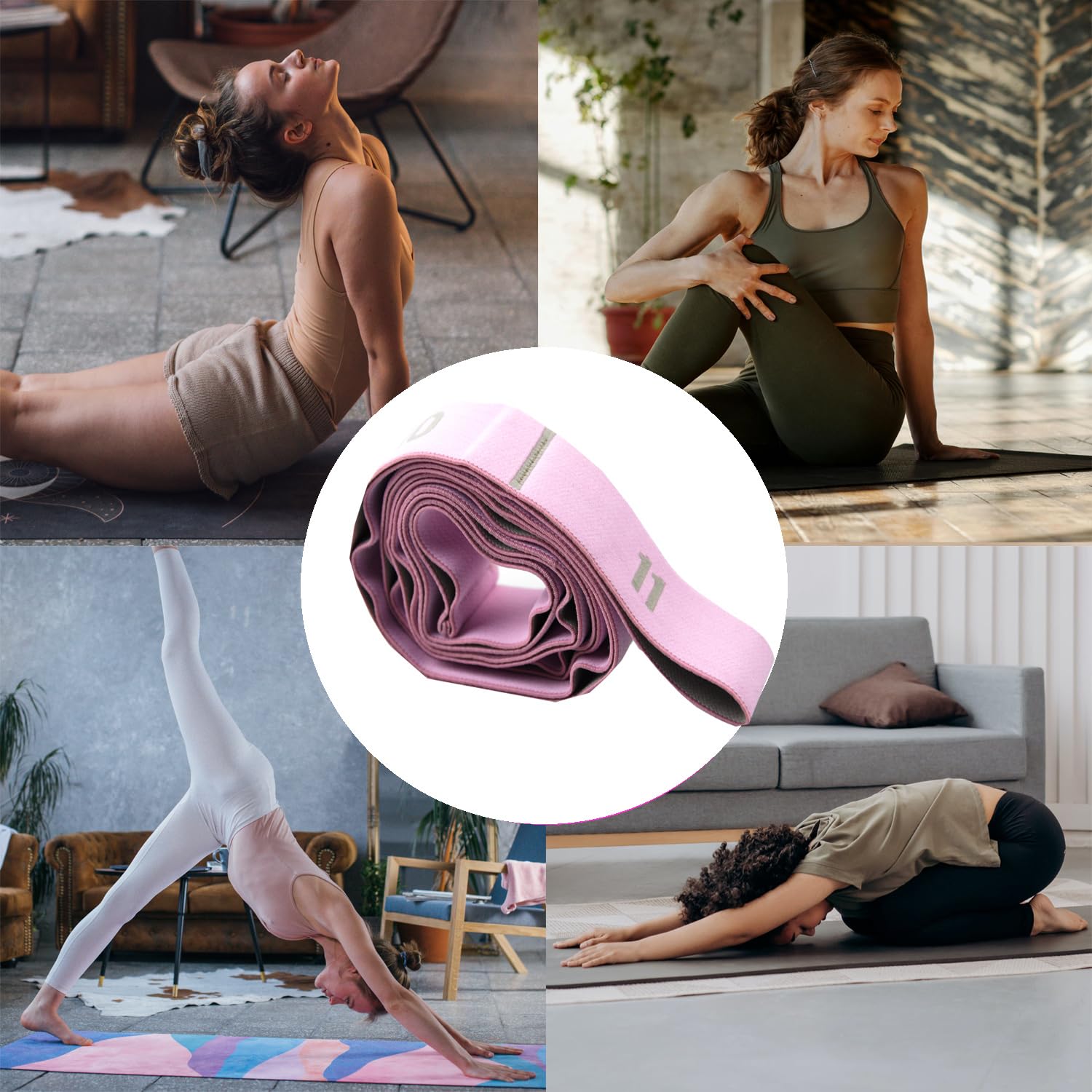 Elastico Fasce di Resistenza,Yoga Stretching Band, Fitness Elastici e bande Yoga per Pilates, Fitness, Stretching, Allenamento, Danza