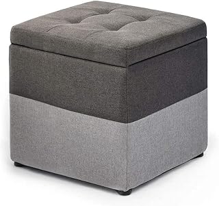 ROLTIN Dressing Table Footrest Storage Stool, Fashion Fabric Sofa Stool Creative Storage Storage Bench Change Shoe Bench 40×40×40cm Seat Foot Stool (Purple) (Gray)