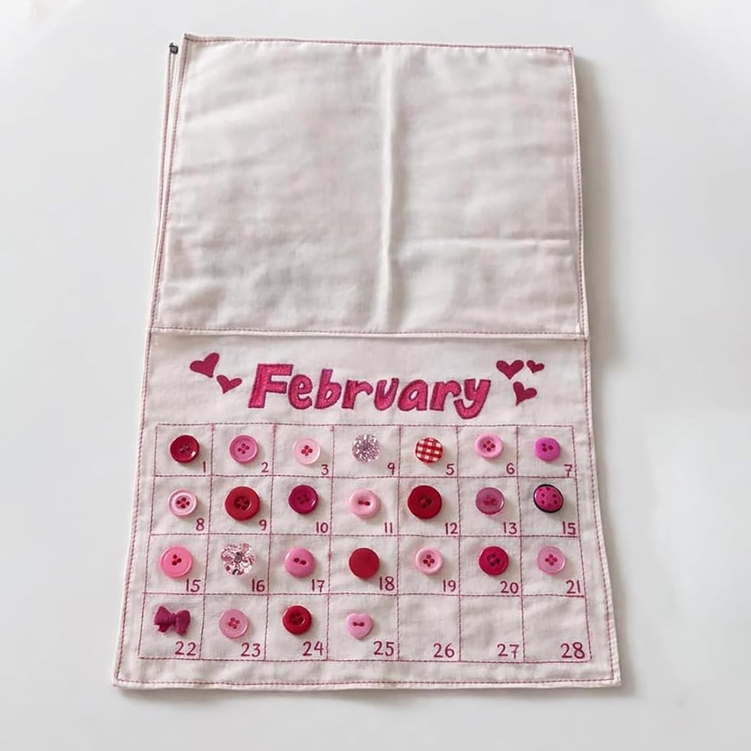 Sikrit 2026 Button Calendar: Stitch Your Year One Button at a Time, DIY Buttons Sewing Calendar Craft Kit, Handmade Embroidery Stitch Fabric Calendars with Canvas Grid for Sewing Lovers (A-PCS)