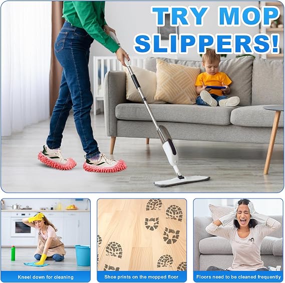 Mop Slippers Shoes, 5 Pairs (10 Pieces) Microfiber Shoe Covers | Floor Cleaning Tools Shoe Cover, Soft Machine Washable Reusable Microfiber Foot Socks for House Kitchen Office