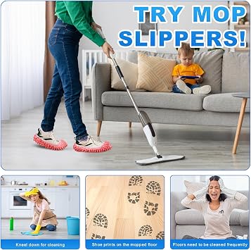 Mop Slippers Shoes, 5 Pairs (10 Pieces) Microfiber Shoe Covers | Floor Cleaning Tools Shoe Cover, Soft Machine Washable Reusable Microfiber Foot Socks for House Kitchen Office