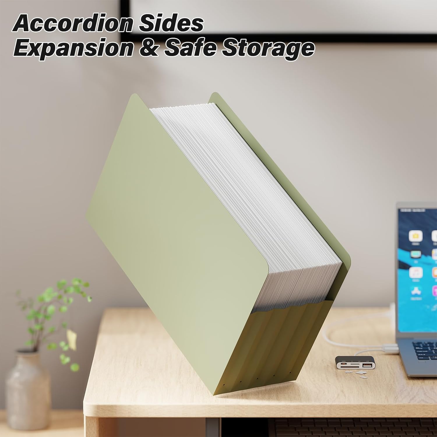 Ansook Poly Legal Size 5.25" Expansion File Pockets,6 Pack Pastel Large Capacity File Pockets Folders,Heavy Duty File Pocket for Cabinet,with Straight-Cut Tab,hold 8.5" x 11" documents & Manila Folder