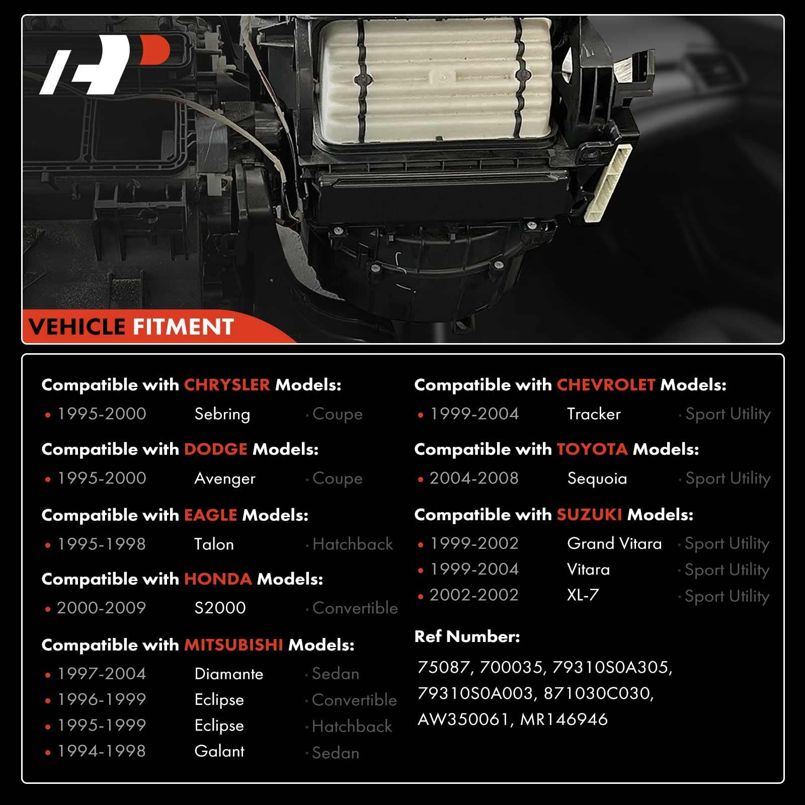 A-Premium HVAC Heater Blower Motor Assembly Compatible with Chevy, Chrysler, Dodge, Eagle, Honda, Mitsubishi, Suzuki & Toyota Vehicles - Sequoia, Talon, Avenger, Sebring, Eclipse, Galant