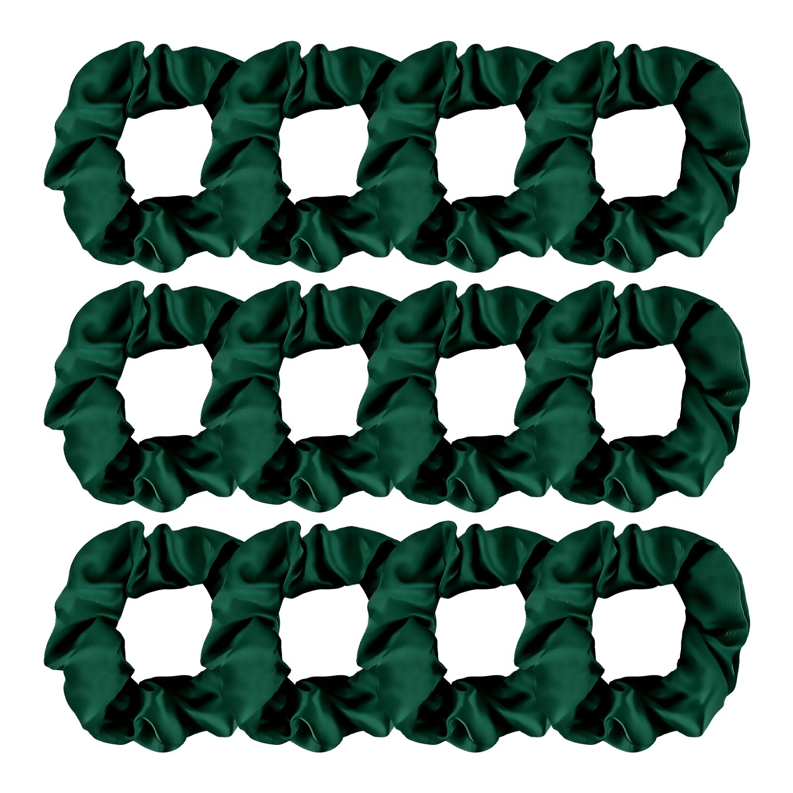 Jaciya 12 Packs Green Hair Scrunchies Satin Scrunchy Elastic Band Hair Bobbles Scrunchies Hair Ties Ponytail Holder Hair Accessories for Women Girls