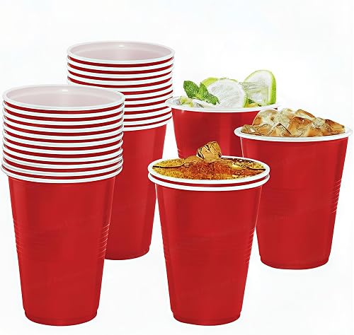 FunBlast Party Drinking Glasses – 20 Pcs | 500 ML Reusable Beer Pong & Cocktail Cups | Leakproof, Strong & Durable Plastic Glass Set for Parties, Events & Celebrations (Red)