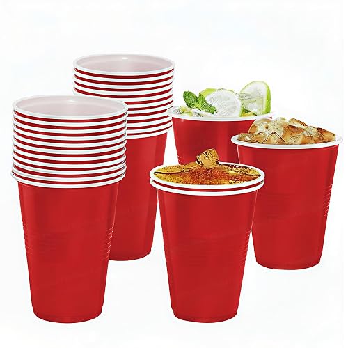 FunBlast Party Drinking Glasses – 20 Pcs | 500 ML Reusable Beer Pong & Cocktail Cups | Leakproof, Strong & Durable Plastic Glass Set for Parties, Events & Celebrations (Red)