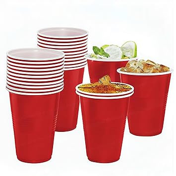 FunBlast Party Drinking Glasses – 20 Pcs | 500 ML Reusable Beer Pong & Cocktail Cups | Leakproof, Strong & Durable Plastic Glass Set for Parties, Events & Celebrations (Red)