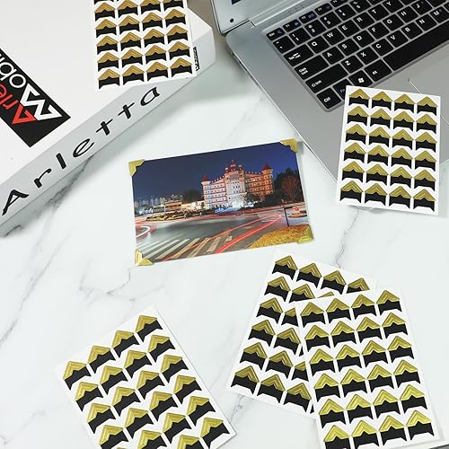 Miniatura 7 de 240 esquinas para álbumes de recortes, esquinas autoadhesivas, esquinas de montaje de fotos doradas brillantes, esquinas de fotos para álbumes de