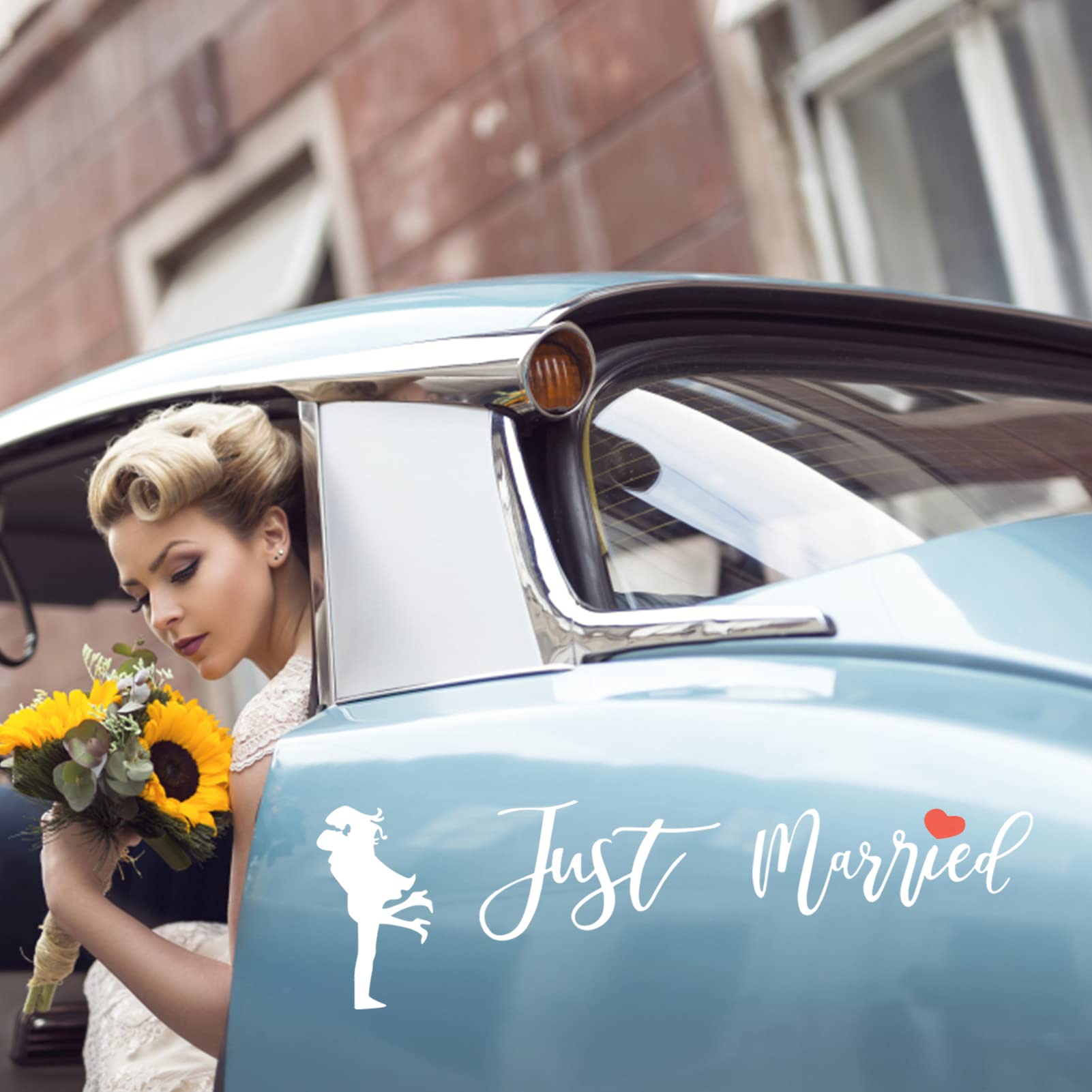 Decorazioni per Auto Appena Sposate, Magneti per Auto Decorati Appena Sposati, Just Married Car Wedding Day Decalcomanie per Vetri per Auto Just Married Sign Banner Decorazioni