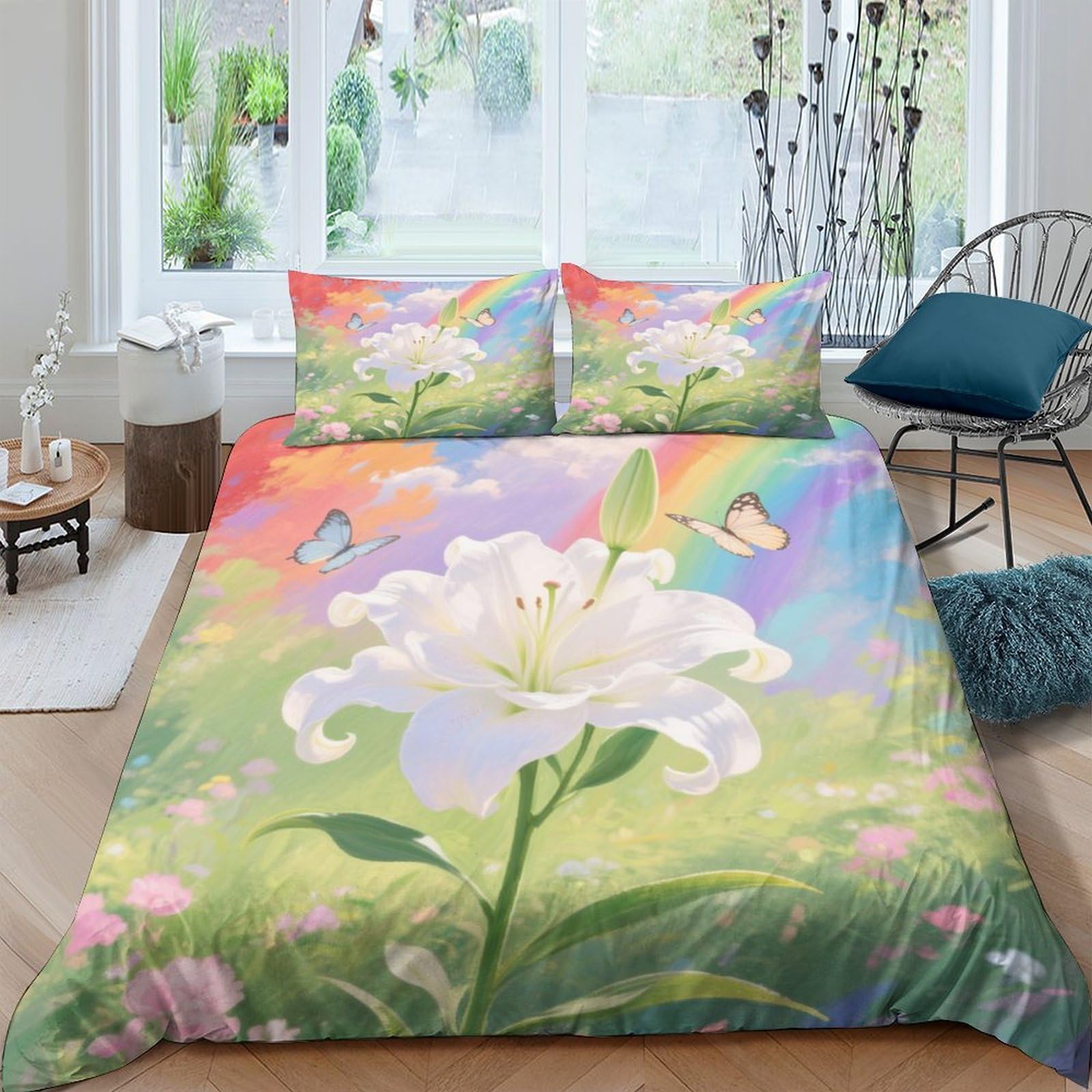 Housse de couette microfibre douce Lily 220x240 linge de lit ado imprimée 3D King