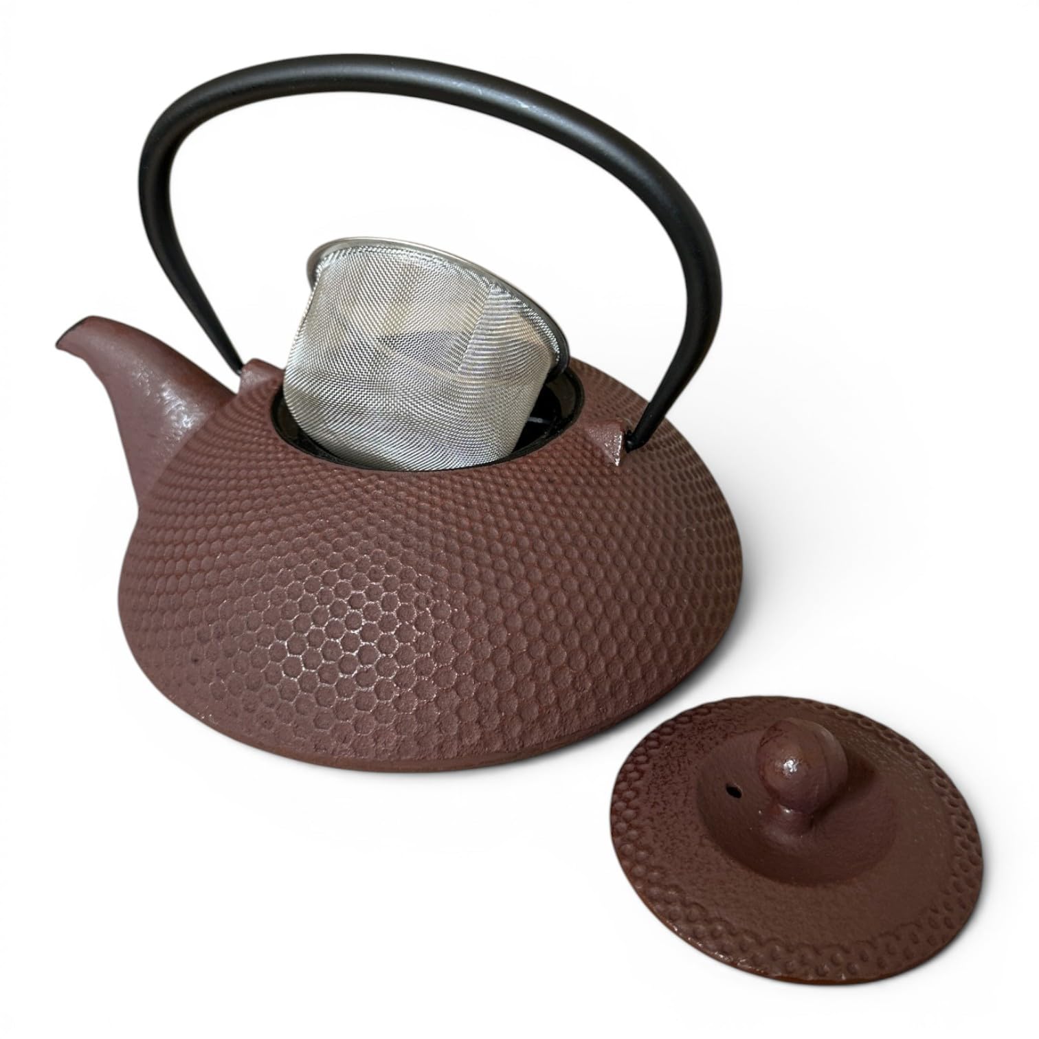 SO SKIN IDASY Théière en fonte japonaise marron 800 ml avec filtre inox, intérieur émaillé, garde la chaleur, design zen élégant, idée cadeau