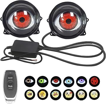 Dynamic Big Eye Ball Fog Lights, LED Adjustable Color 12v Devil Eyes with Lens Light Up Big Eyeball Lights for Car for Any Car Model 2Pcs Lens model 33 mode