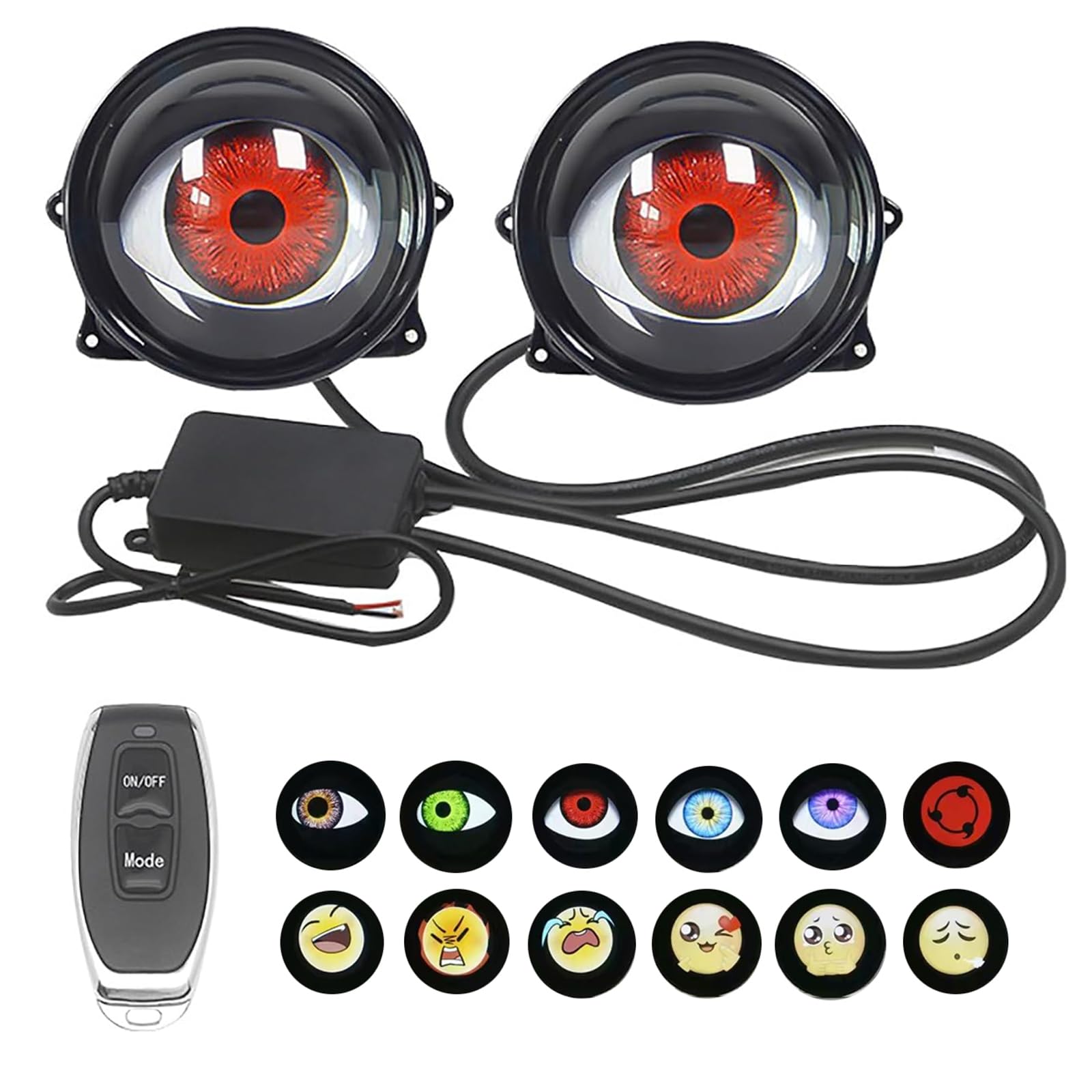 Dynamic Big Eye Ball Fog Lights, LED Adjustable Color 12v Devil Eyes with Lens Light Up Big Eyeball Lights for Car for Any Car Model (2Pcs) Lens model 33 mode