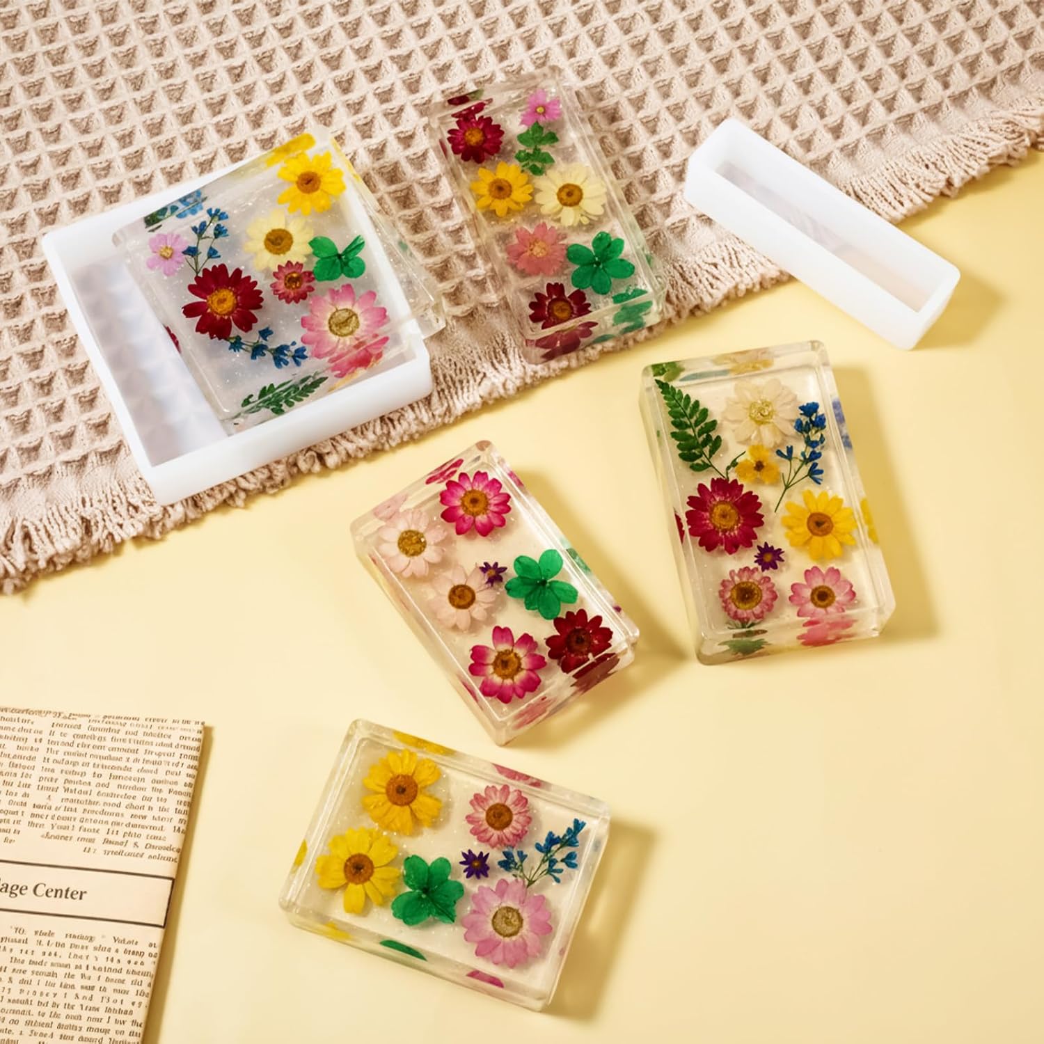 12 Sizes Epoxy Resin Molds Silicone Kit, Square Rectangle Silicone Molds Cube Casting Mold for Resin Soap Candles Specimen Dried Flower