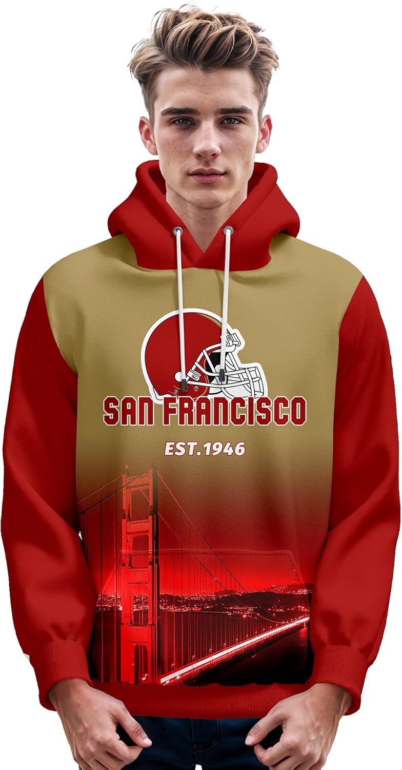 Men's Hoodie City Night View Football Fans Gifts for Men, Pullover Hooded Sweatshirt Sport Top, Products Ships Next Day - Image 2