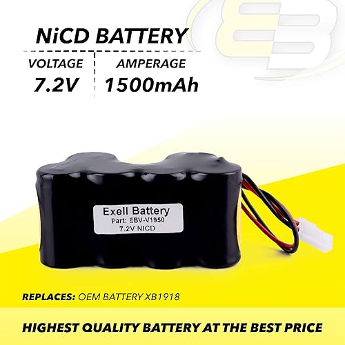 Miniatura 4 de Exell Battery EBV-V1950 - Batería de aspiradora compatible con aspiradora de mano Euro Pro Shark XB1918, V1950, VX3 (7,2 voltios)