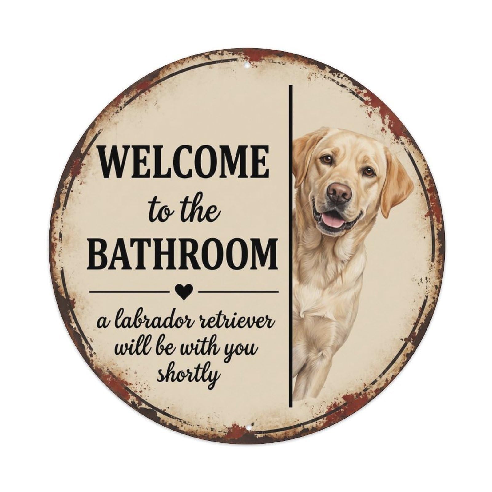 Vintage WELCOME To The BATHROOM Labrador Retriever Dog Metal Tin Sign