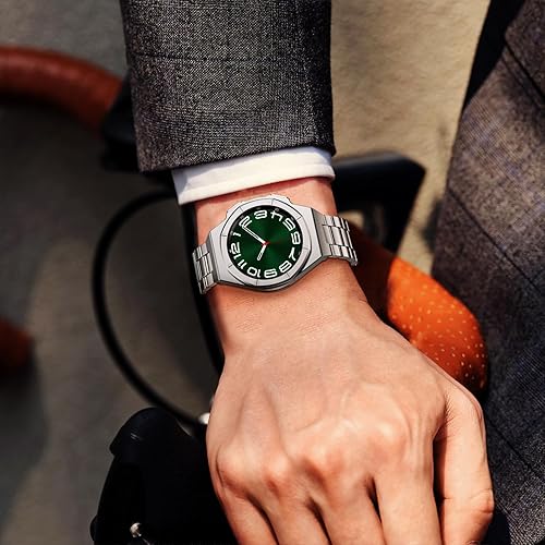 Miniatura 6 de Funda de lujo diseñada para Samsung Galaxy Watch 6 Classic de 1.850 in 2023, resistente funda protectora militar de metal con correa táctica de