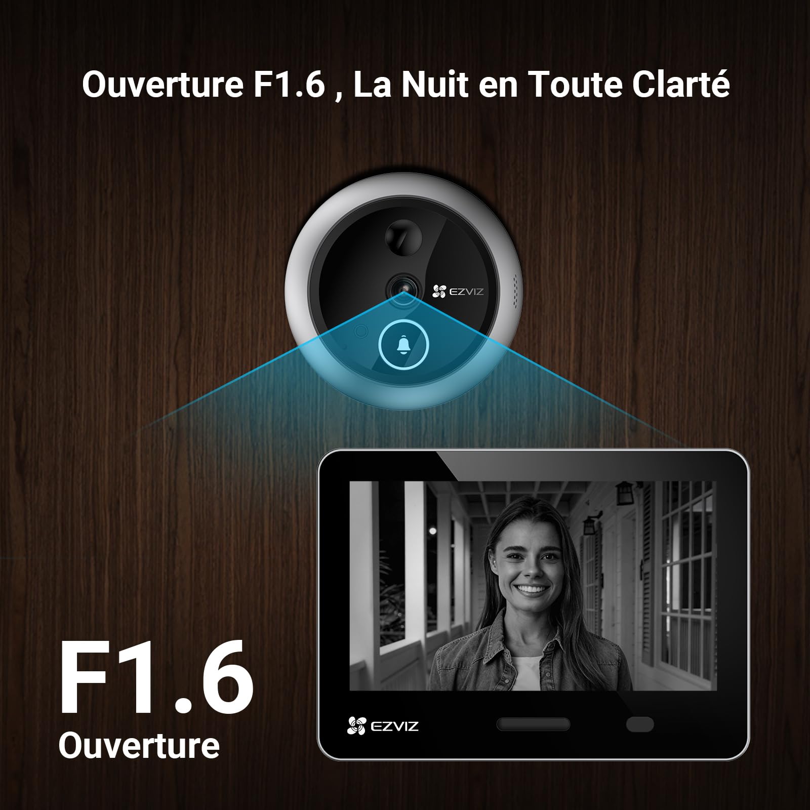 EZVIZ EP4 Argent Visiophone Connecté Interphone Vidéo 4K Écran Tactile 5,5 Reconnaissance Faciale IA Batterie 7100mAh