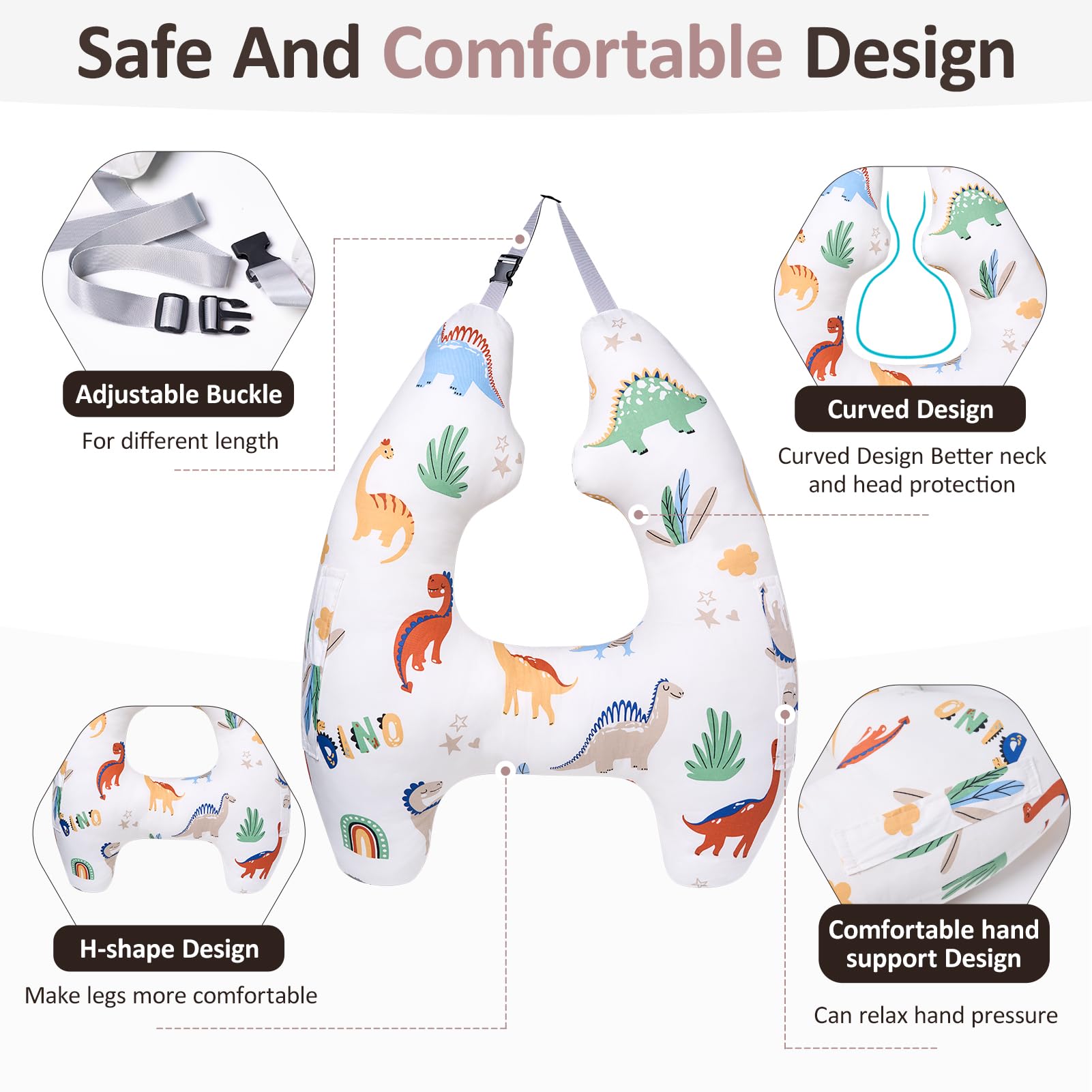 Oreiller de voiture pour enfants, coussin de voyage en forme de H, support de tête de voiture, coussin de sécurité pour adultes et enfants en voyage, coussin de voyage en voiture peut être démonté et
