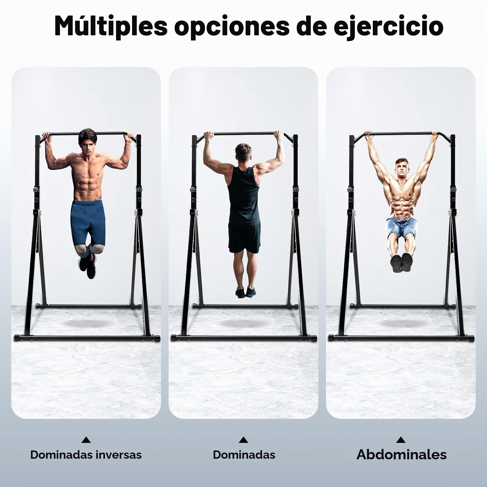 Barra de dominadas plegable independiente, para casa, gimnasia, gimnasia, para el hogar, gimnasios, centros deportivos, altura regulable 175-230 cm, capacidad de carga de hasta 200 kg