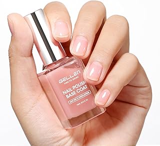 GELLEN 4‑in‑1 Clear Nail Polish Base Coat Sheer Tinted Natural Pink, Ridge Filler, Nail Strengthener & Concealer, Calcium Formula Strengthens Nails, Enhances Natural Look, No HEMA, Anti-yellowing