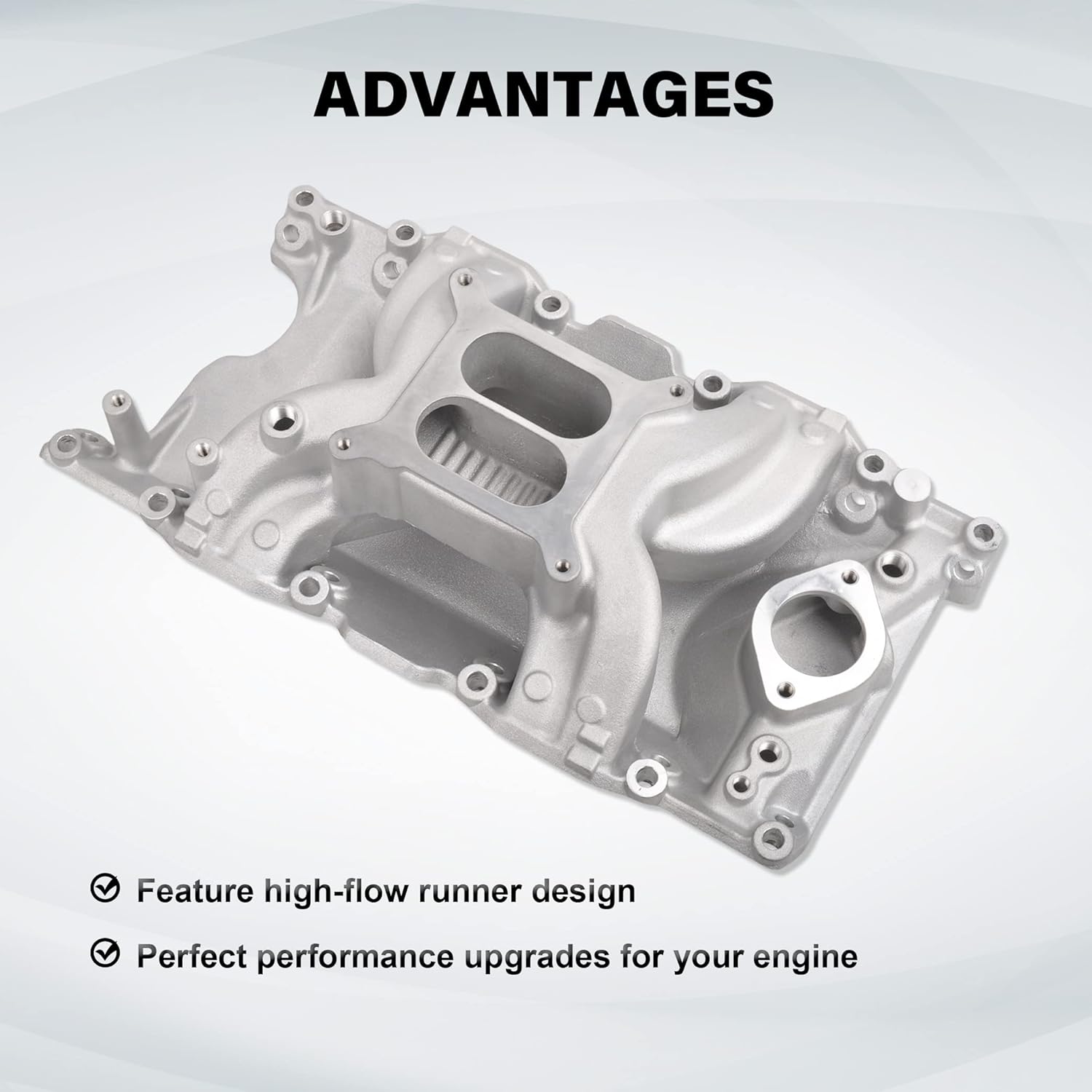 Air Gap Intake Manifold Dual Plane Satin Aluminum Compatible with Small Block Chrysler Mopar 318 V8 1967-2003