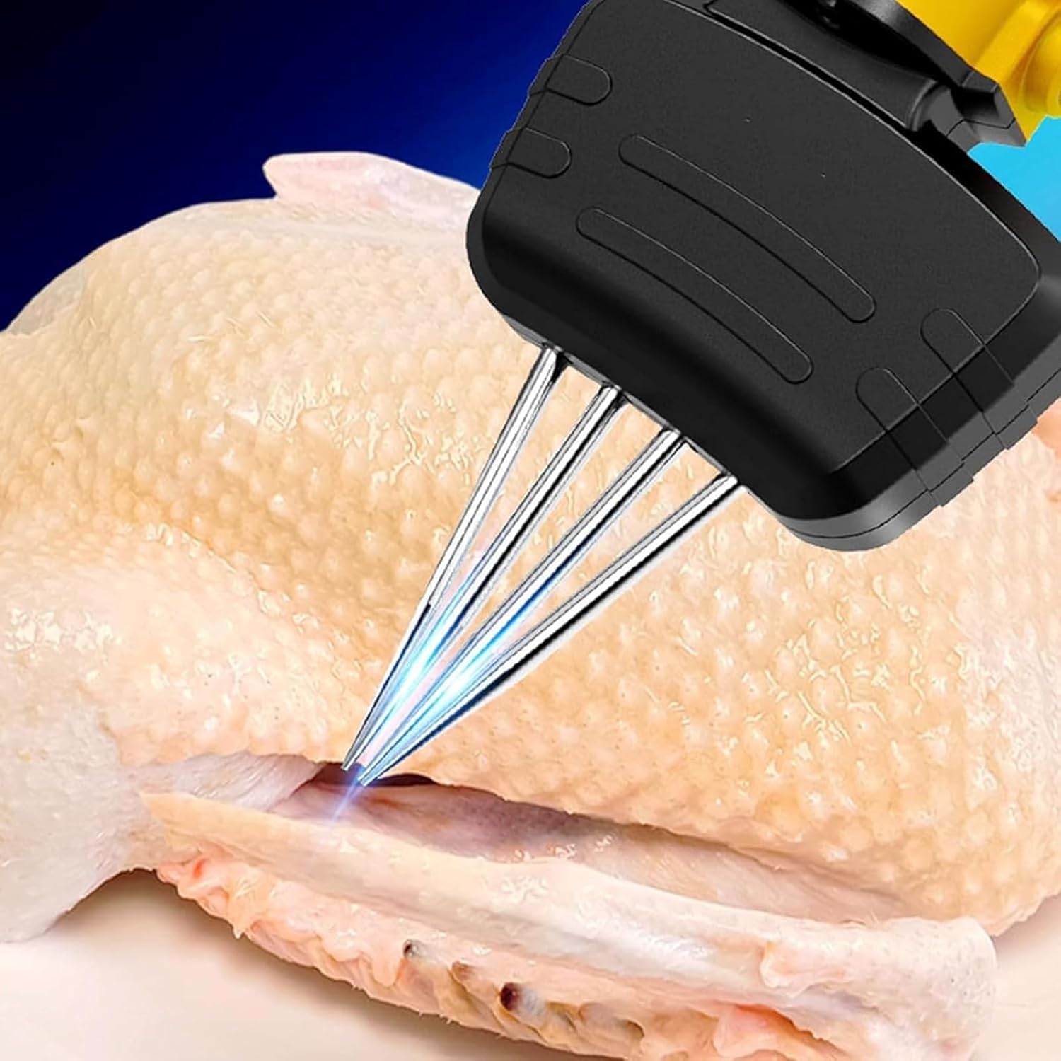 Máquina eléctrica de mano para desplumar aves de corral para pavos y pollos, cono de acero inoxidable, diseño de 4 ejes para una rápida y fácil extracción de plumas