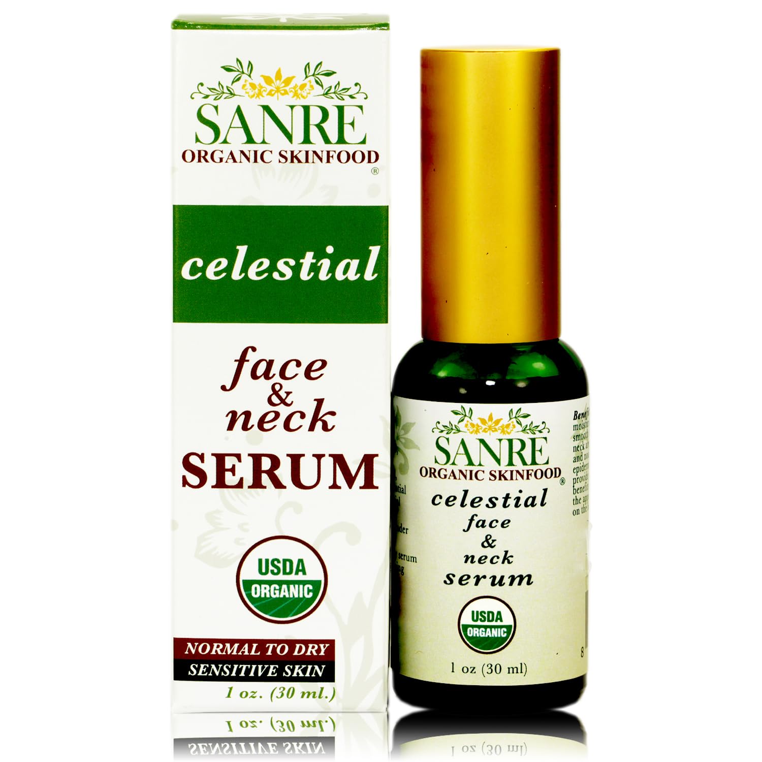 SanRe Organic Skinfood - Celestial Serum - USDA Organic Revitalizing Face and Neck Serum For All Skin Types