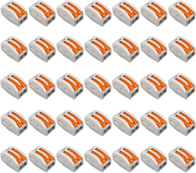 Aiqeer 35 Pcs PCT-212 Lever-Nut Wire Connectors, 2 Ports Conductor Compact Wire Connectors, Cable Clamp Terminal Block Quick Spring Connector