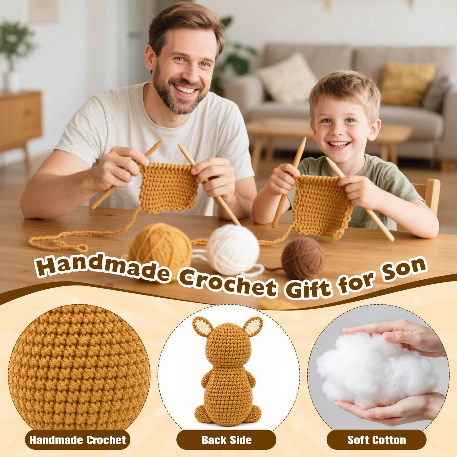 Inspirational Graduation Gifts for Son 2026, Handcrafted Crochet Kangaroo Keepsake, Motivational Desk Decor Room Accessories, Back to School Birthday Present for Teen Boys Adult Men from Mom Dad