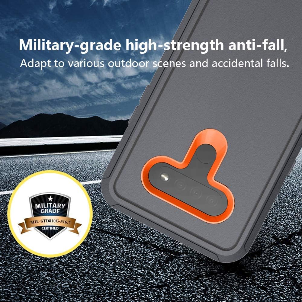 ONOLA Compatible with LG Stylo 6 Case with HD Screen Protector (2 Pack),LG Stylo 6 Phone Case Full Body Rugged Durable Shockproof Dust Proof 3 in 1 Cover for LG Stylo 6 (Darkgrey-Orange)