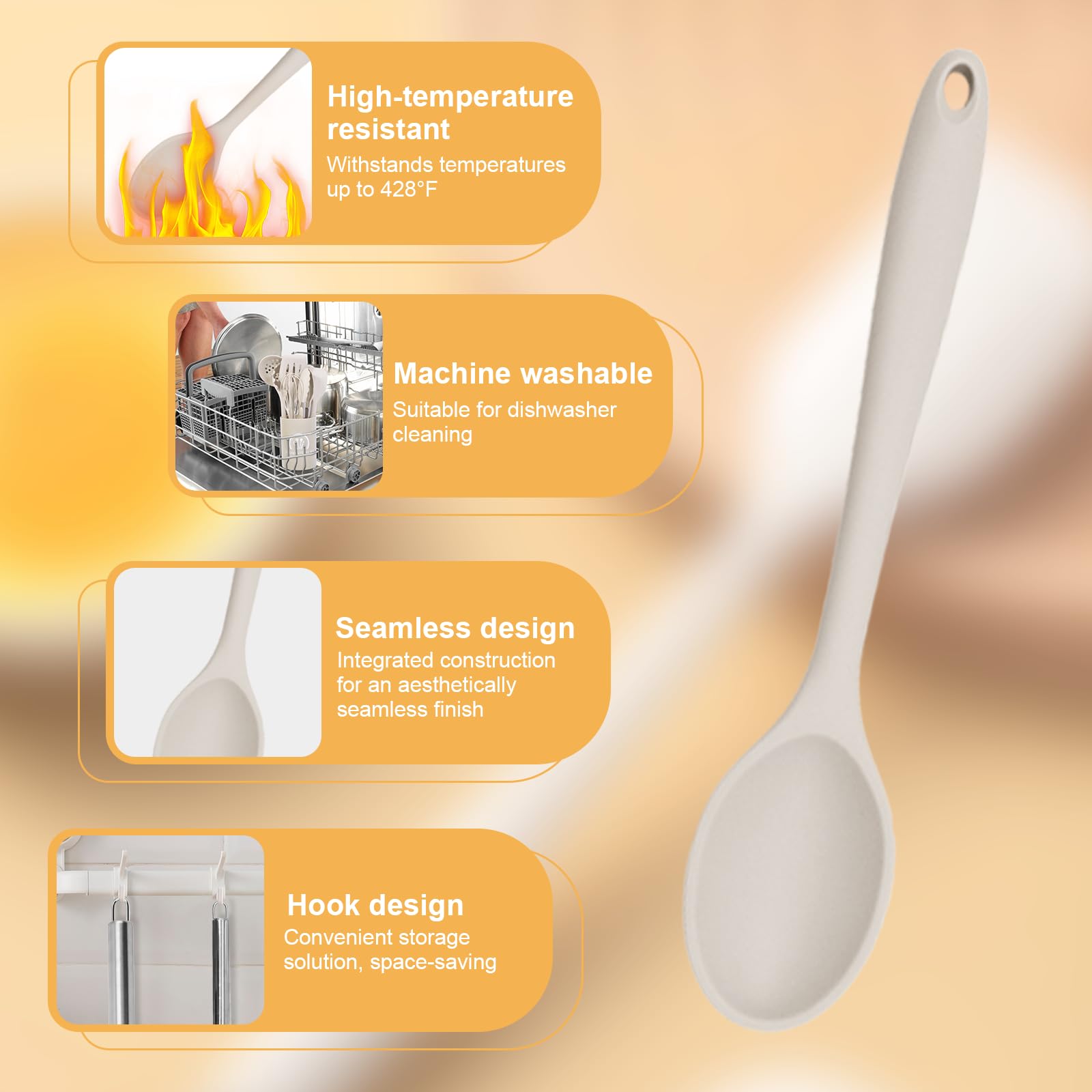 43 piezas utensilios de cocina de silicona juego de utensilios de cocina sin BPA caqui